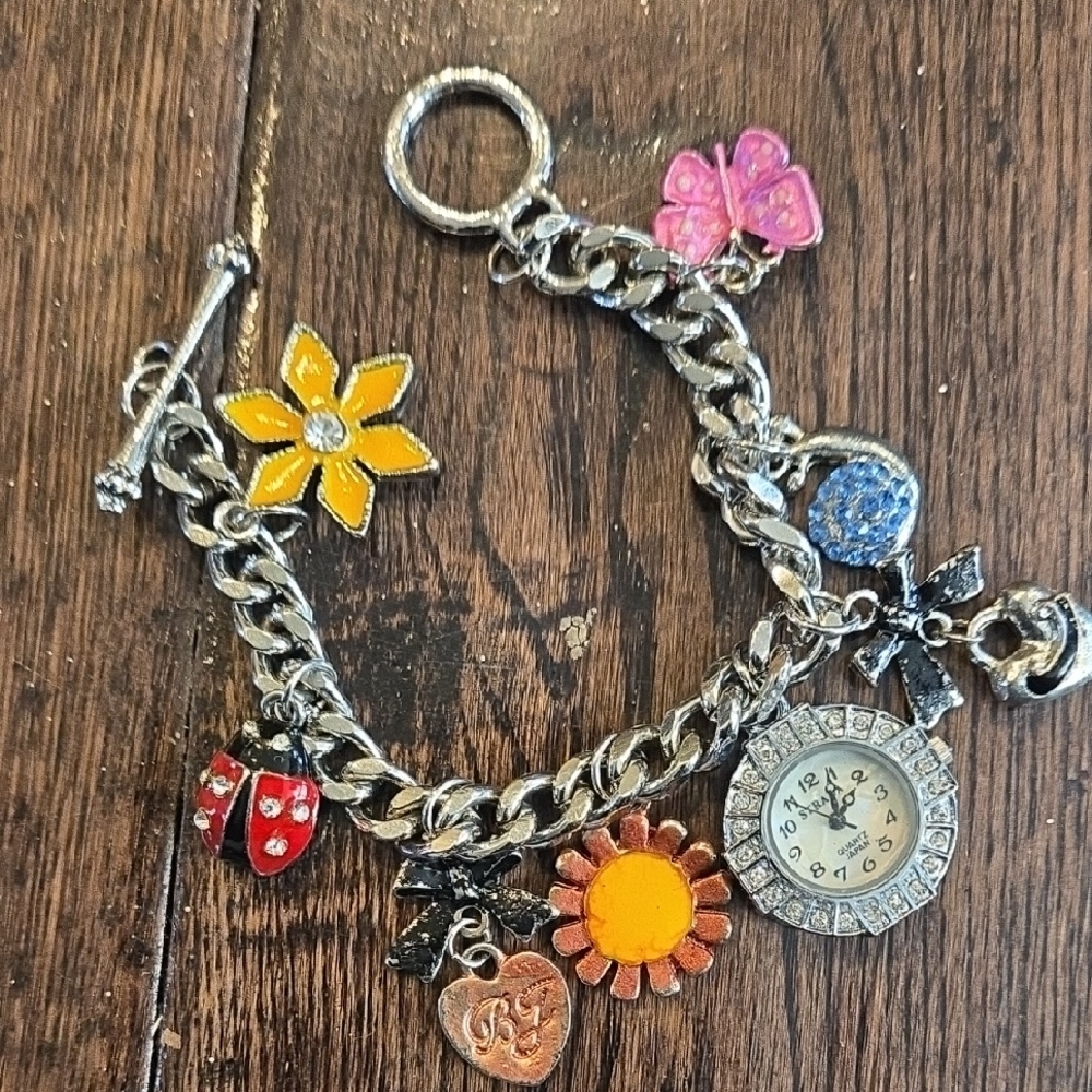 Strada Silver Charm Bracelet with Colorful Charms